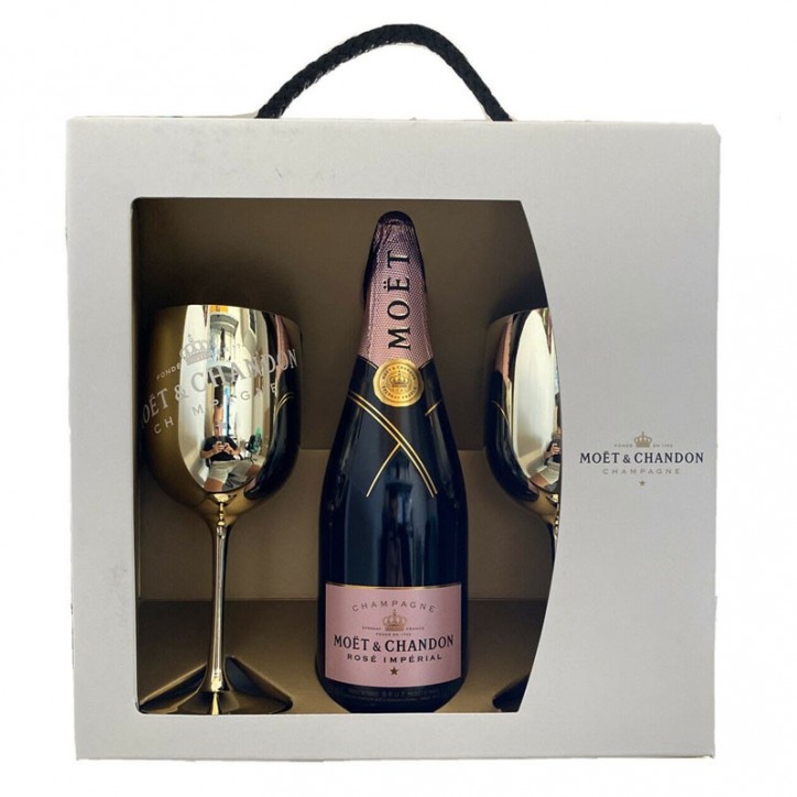 Champagne Moet & Chandon Rosé Imperial cl75 Confezione Regalo 2 Calici