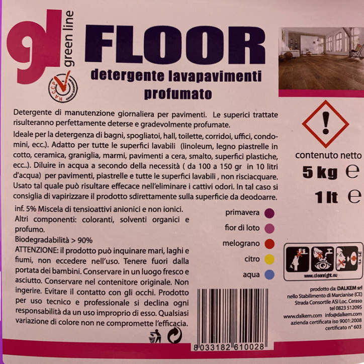 Dalkem Floor Detergente Lavapavimenti Profumato HACCP 5 Kg Dalkem Floor Detergente Lavapavimenti Profumato HACCP 5 Kg