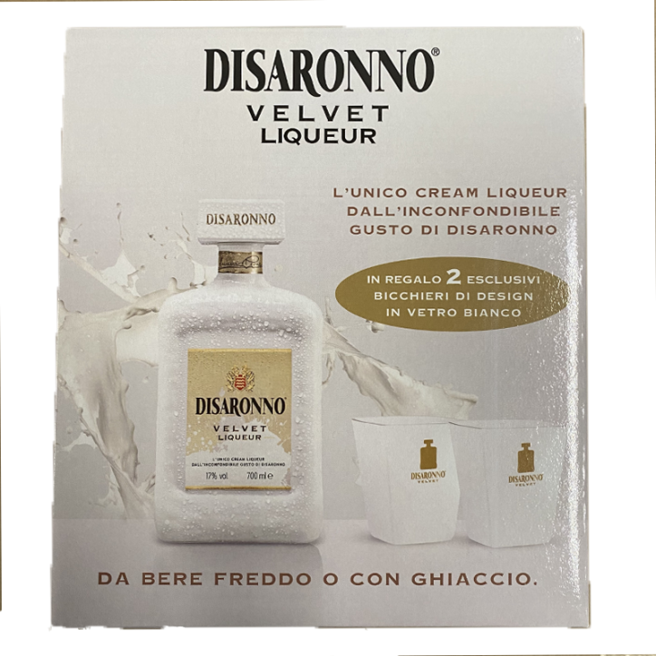Disaronno Velvet cl70 Confezione con 2 Bicchieri Disaronno Velvet cl70 Confezione con 2 Bicchieri