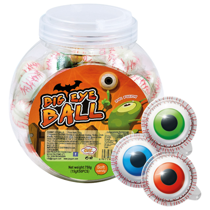 Joygum Big Eye Ball box 50 Pezzi Caramelle Gommose Ripiene