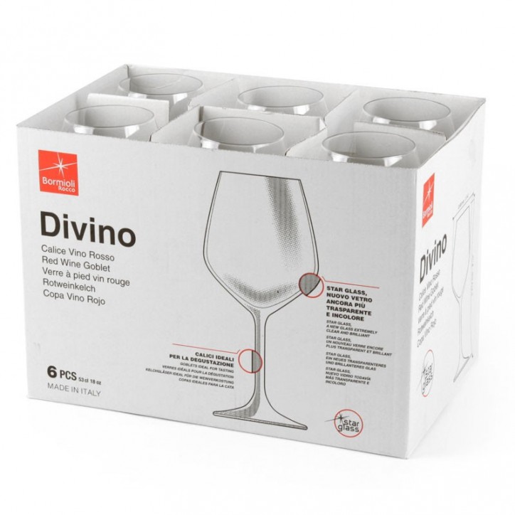 Bormioli Calice Divino Rosso cl53 Confezione da 6 Bicchieri Bormioli Calice Divino Rosso cl53 Confezione da 6 Bicchieri